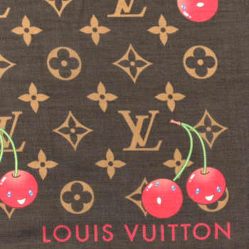 LOUIS VUITTON LV X TM Silk Monogram Cerise Square Scarf 55 Brown