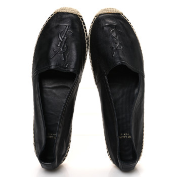 SAINT LAURENT Lambskin Monogram Espadrilles 39 Black