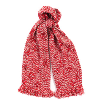LOUIS VUITTON Wool Silk Logomania Mix Scarf Coquelicot