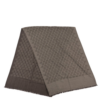 GUCCI Wool Silk GG Monogram GGNat Scarf Rope Dark Brown