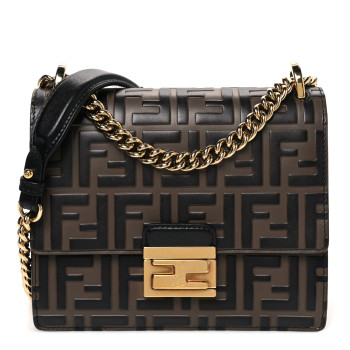 FENDI Vitello Liberty Bi-Color FF 1974 Embossed Small Kan U Shoulder Bag Maya Black