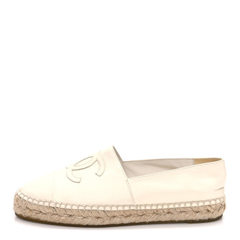 CHANEL Lambskin CC Espadrilles 37 White