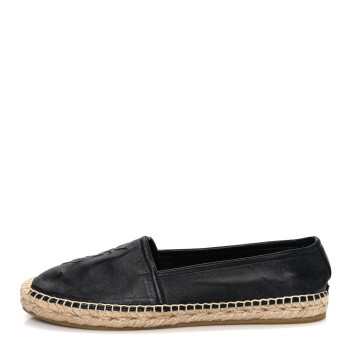 SAINT LAURENT Lambskin Monogram Espadrilles 39 Black