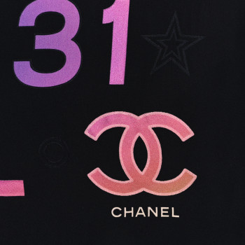 CHANEL Silk Rue Cambon CC Square Scarf Black Multicolor