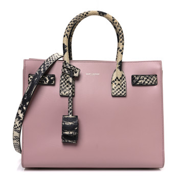 SAINT LAURENT Calfskin Embossed Python Baby Sac De Jour Powder Pink
