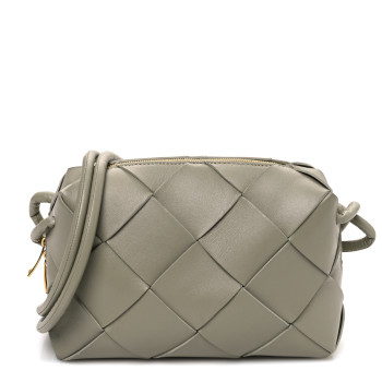 BOTTEGA VENETA Lambskin Maxi Intreccio Small Cassette Camera Bag Travertine