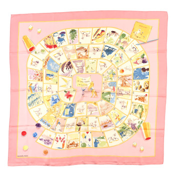 HERMES Silk Le Jeu des Petits Bonheur Scarf 90