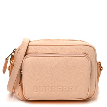 BURBERRY Grained Calfskin Small Camera Bag Peach Pink