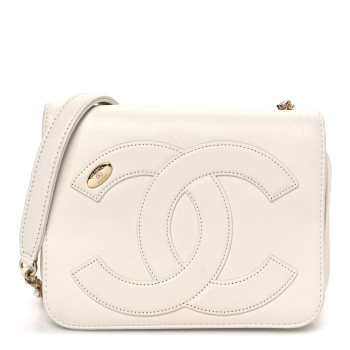 CHANEL Lambskin CC Mania Flap Bag White