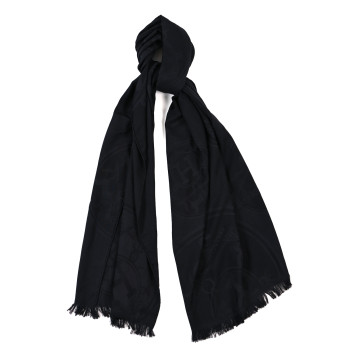 HERMES Cashmere Silk New Libris Stole Black