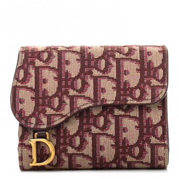 Christian Dior /Saddle Lotus ウォレット CHRISTIAN DIOR Oblique Saddle Lotus Wallet Burgundy 912298