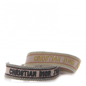 CHRISTIAN DIOR Woven Cotton J'Adior Friendship Bracelet Set Gold Pink