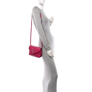 SAINT LAURENT Calfskin Y Quilted Monogram Toy Loulou Crossbody Bag Freesia