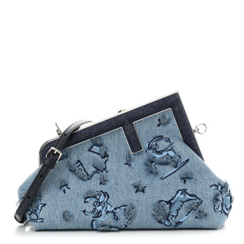 FENDI Denim Embroidered Astrology Small Fendi First Chiaro