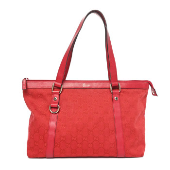 GUCCI Monogram Abbey Medium Tote  Red