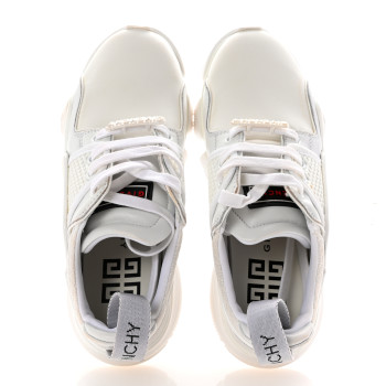 GIVENCHY Neoprene Suede Mesh Baisse Jaw Low Sneakers 37 White