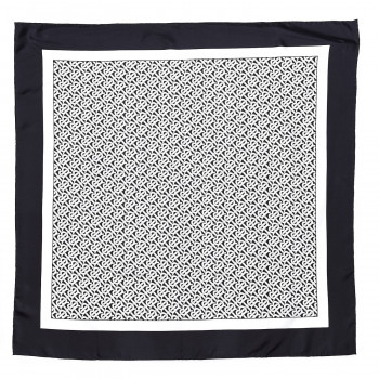 BURBERRY Silk Monogram Print Square Scarf Black Monochrome